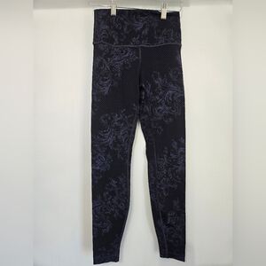 Lululemon Wunder Under Hi-Rise Tight (Nulux 28") Black / Purple Accent SIZE 6